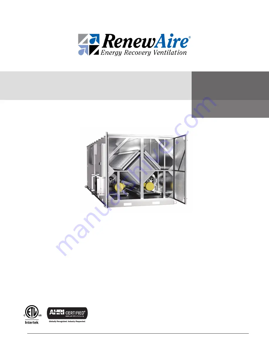 RenewAire LE10XIN Installation, Operation & Maintenance Manual Download Page 1