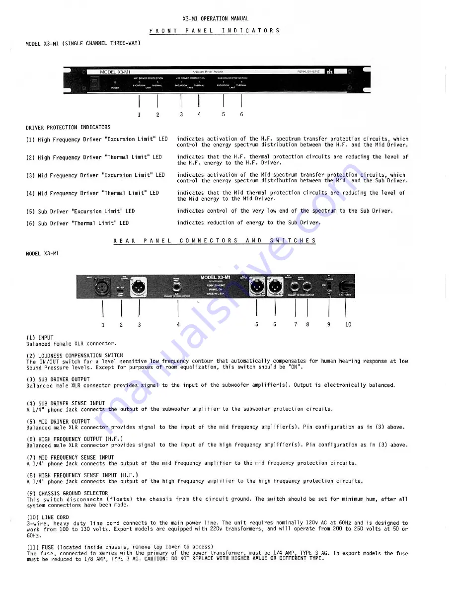 Renkus-Heinz X3-M1 Operation Manual Download Page 1