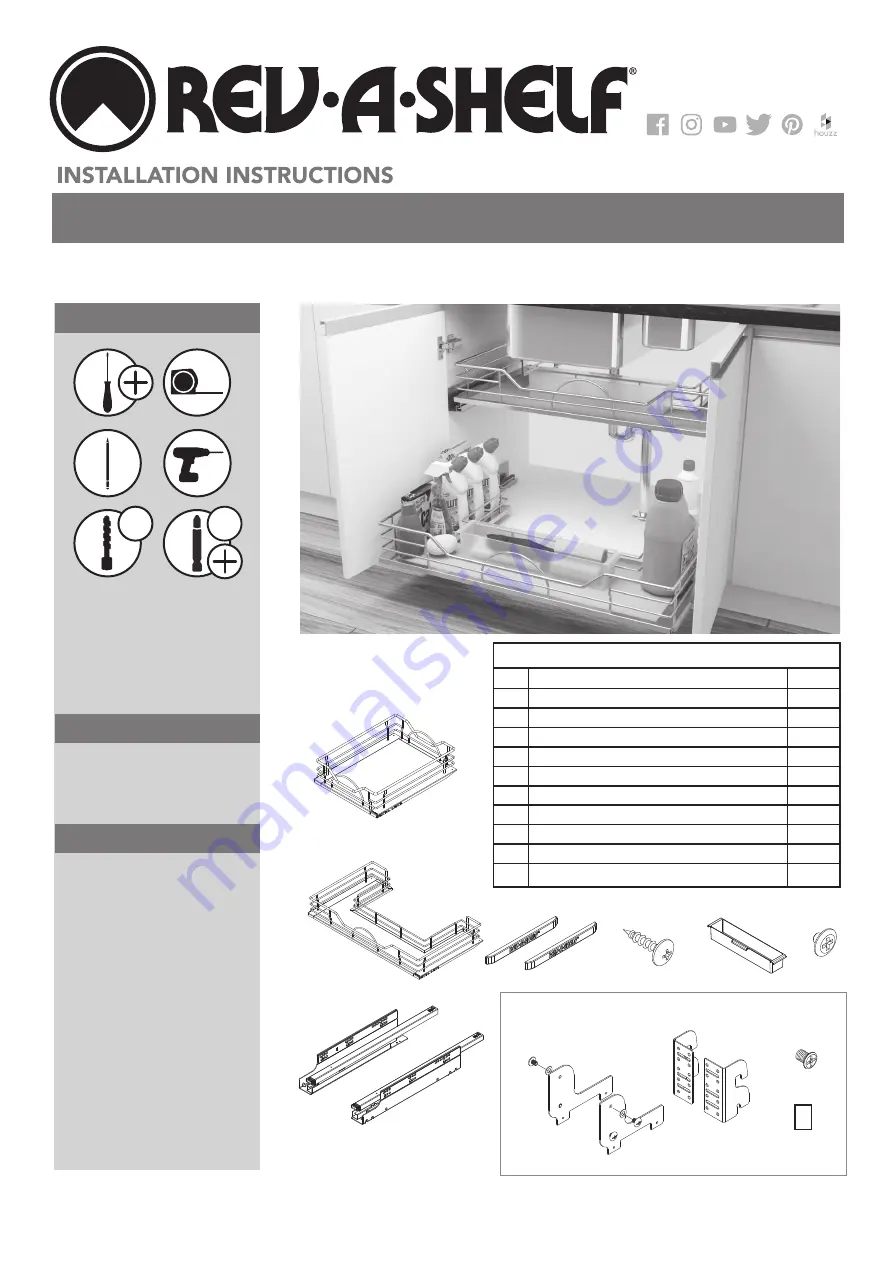 Rev-A-Shelf 5786-900-CW-1 Скачать руководство пользователя страница 1