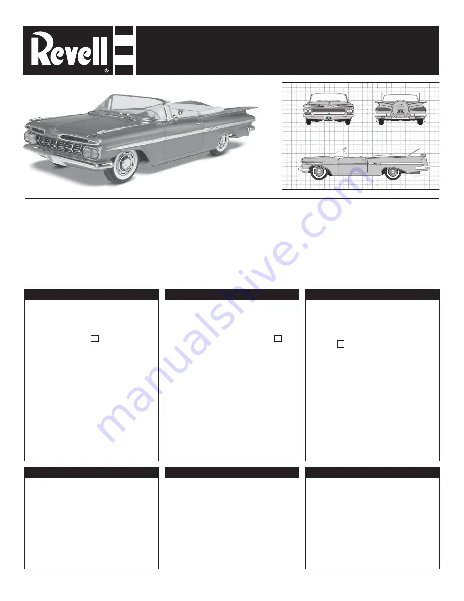 REVELL '59 CHEVY IMPALA CONVERTIBLE 2' 1 Скачать руководство пользователя страница 1