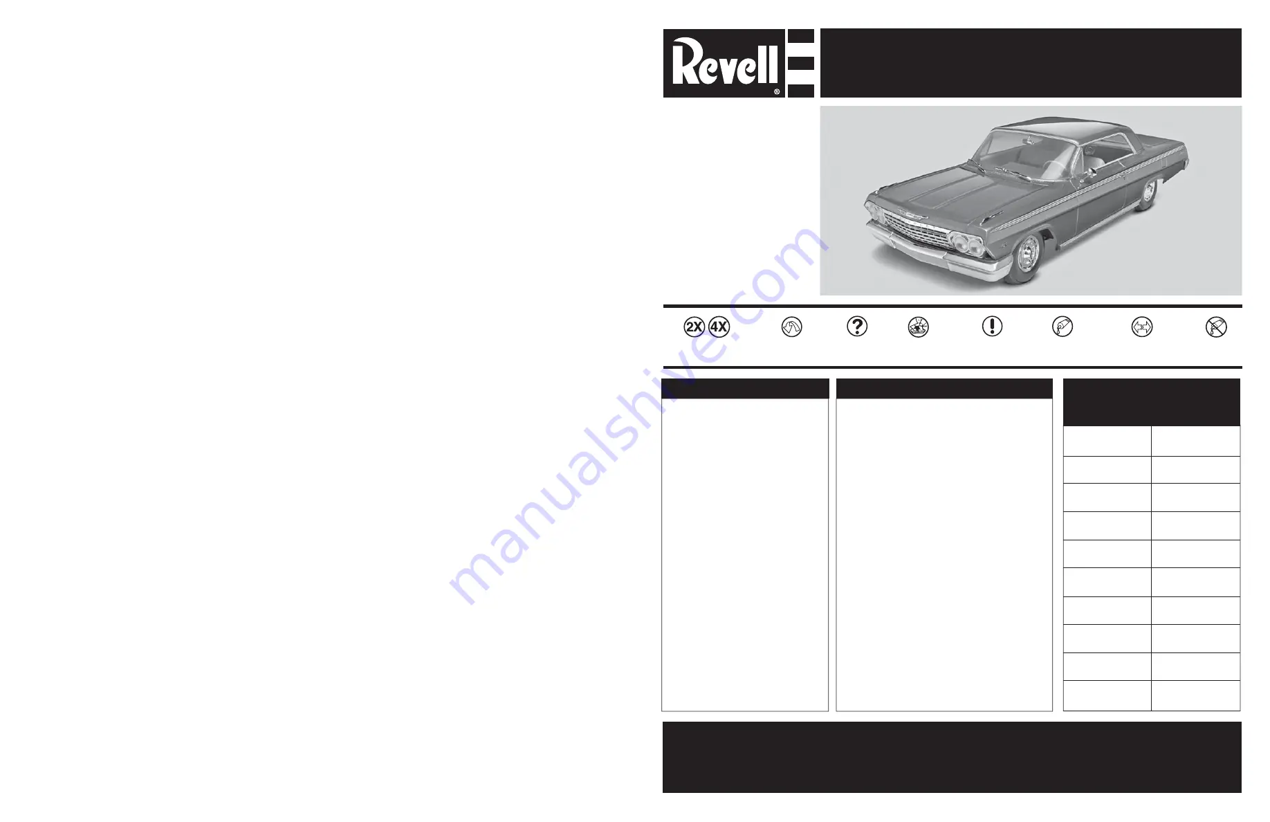 REVELL 62 Chevy Impala Hardtop Manual Download Page 1