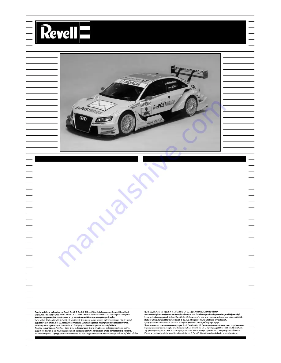 REVELL Audi A4 DTM 2011 Assembly Manual Download Page 1