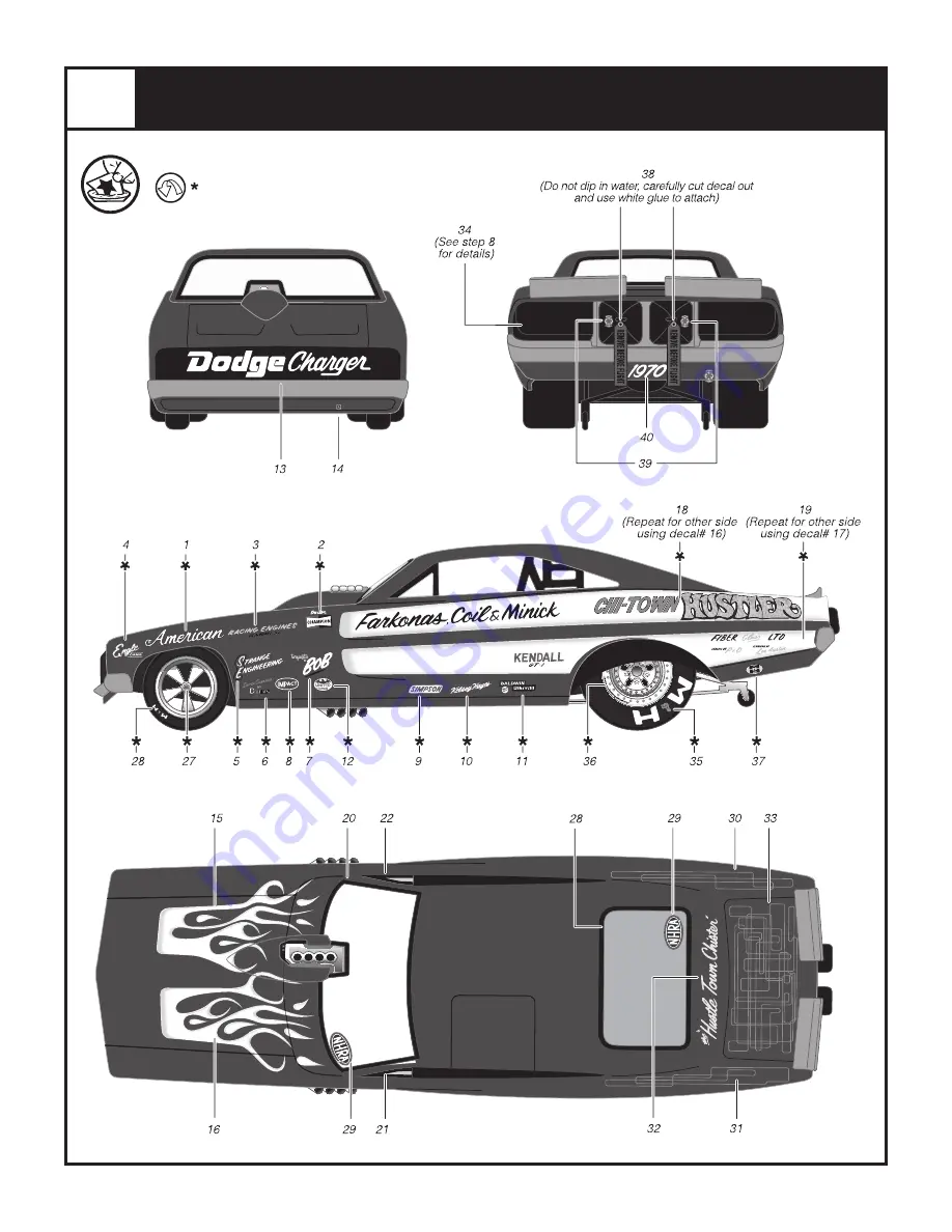 REVELL Chi-Town Hustler '69 DODGE CHARGER NHRA FUNNY CAR Assembly Instructions Manual Download Page 8