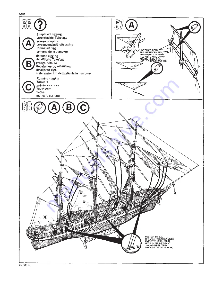 REVELL Clipper Ship Cutty Sark Assembly Instructions Manual Download Page 14