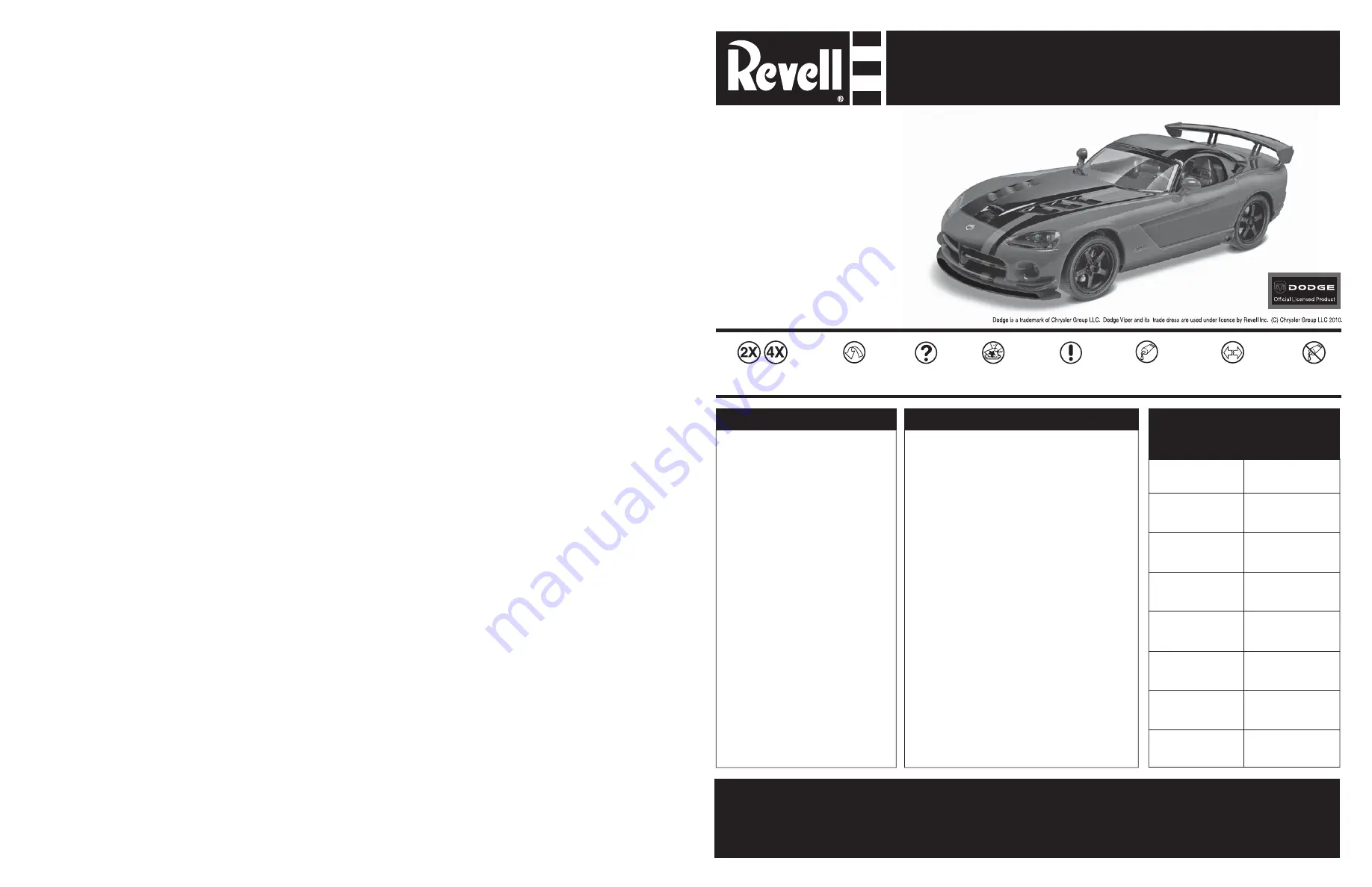 REVELL Dodge Viper SRT10 ACR Manual Download Page 1