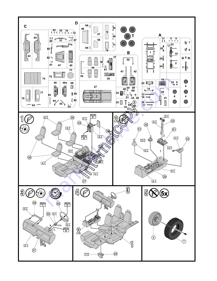 REVELL LKw GL Leicht Wolf kurzer radstand Assembly Manual Download Page 5