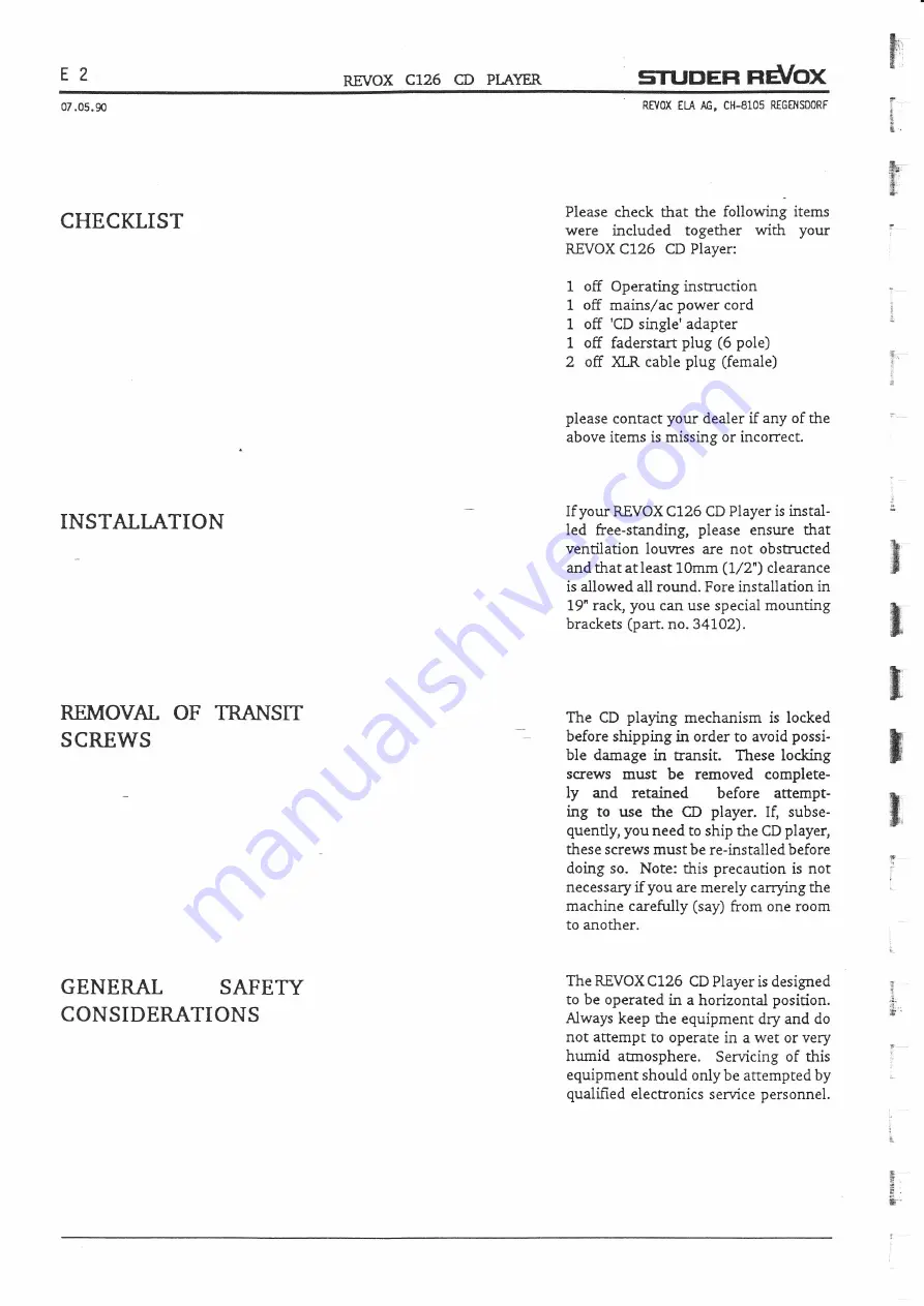 Revox C126 Manual Download Page 17