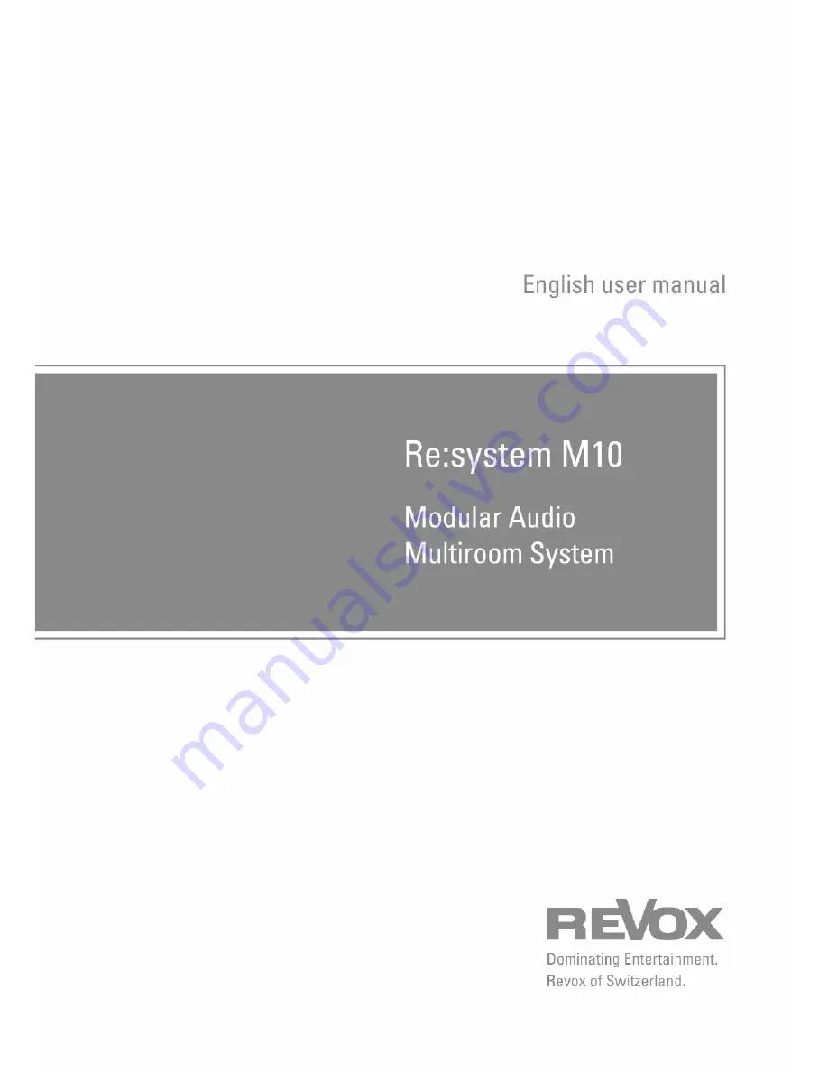 Revox Re:system M10 User Manual Download Page 1