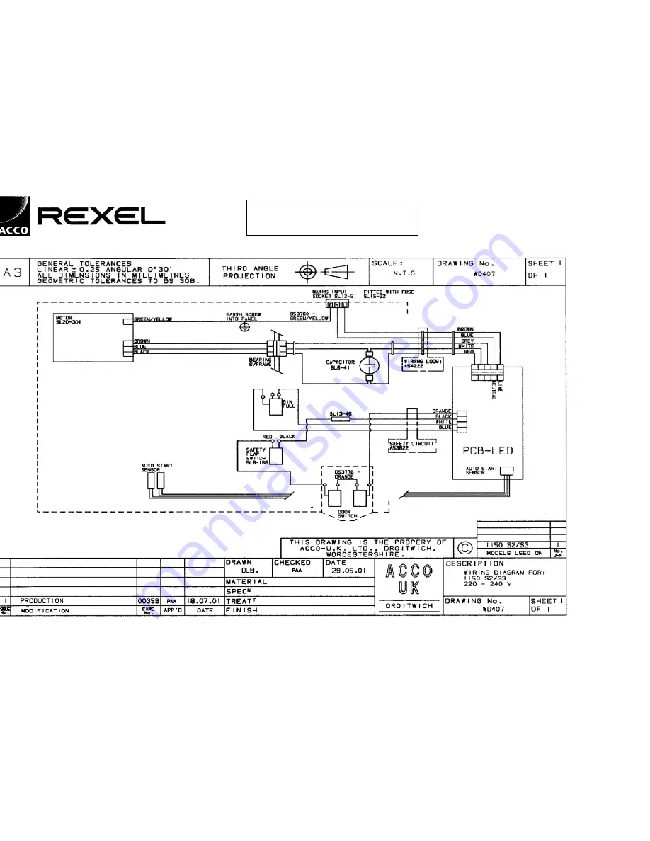 Rexel 1150 S2 Illustrated Parts Lists And Service Instructions Download Page 53