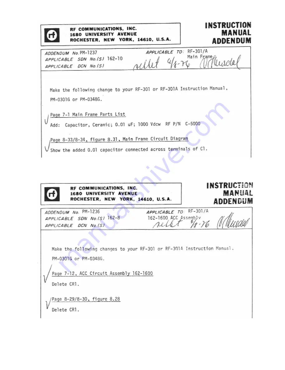 RF Communications RF-301A Instruction Manual Download Page 3