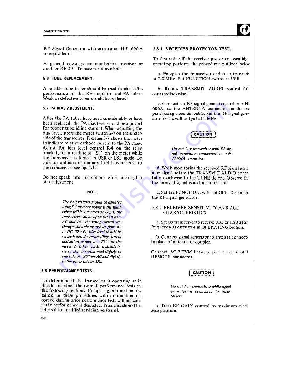 RF Communications RF-301A Instruction Manual Download Page 37