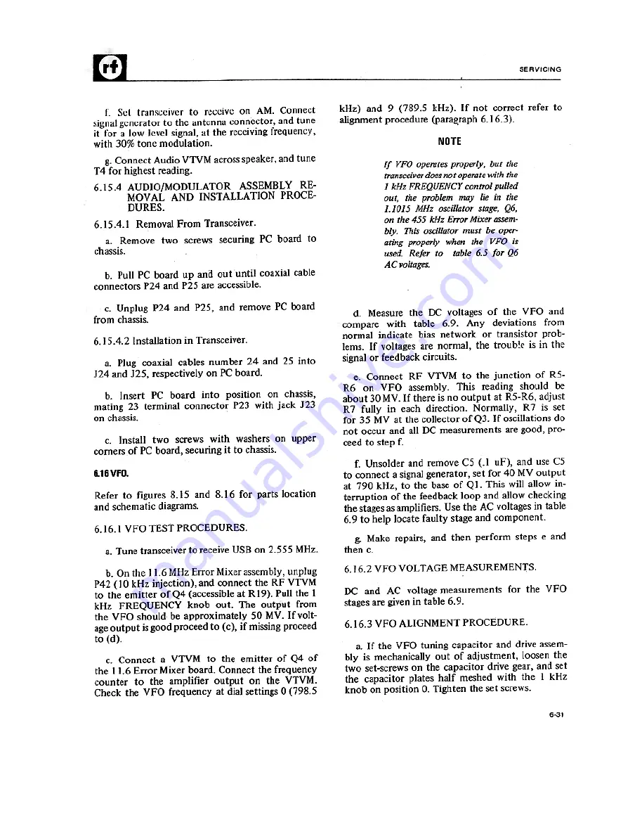 RF Communications RF-301A Instruction Manual Download Page 70