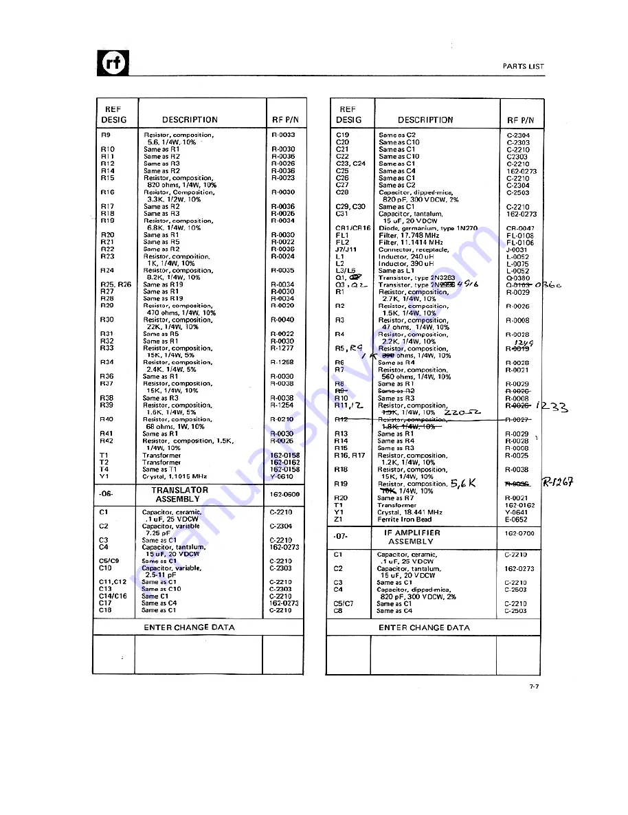 RF Communications RF-301A Instruction Manual Download Page 87