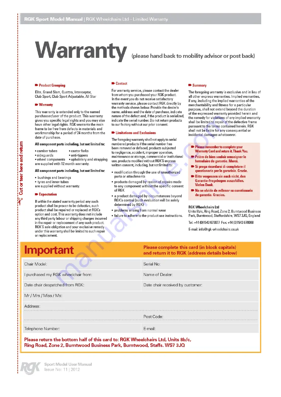 RGK club sport User Manual Download Page 25