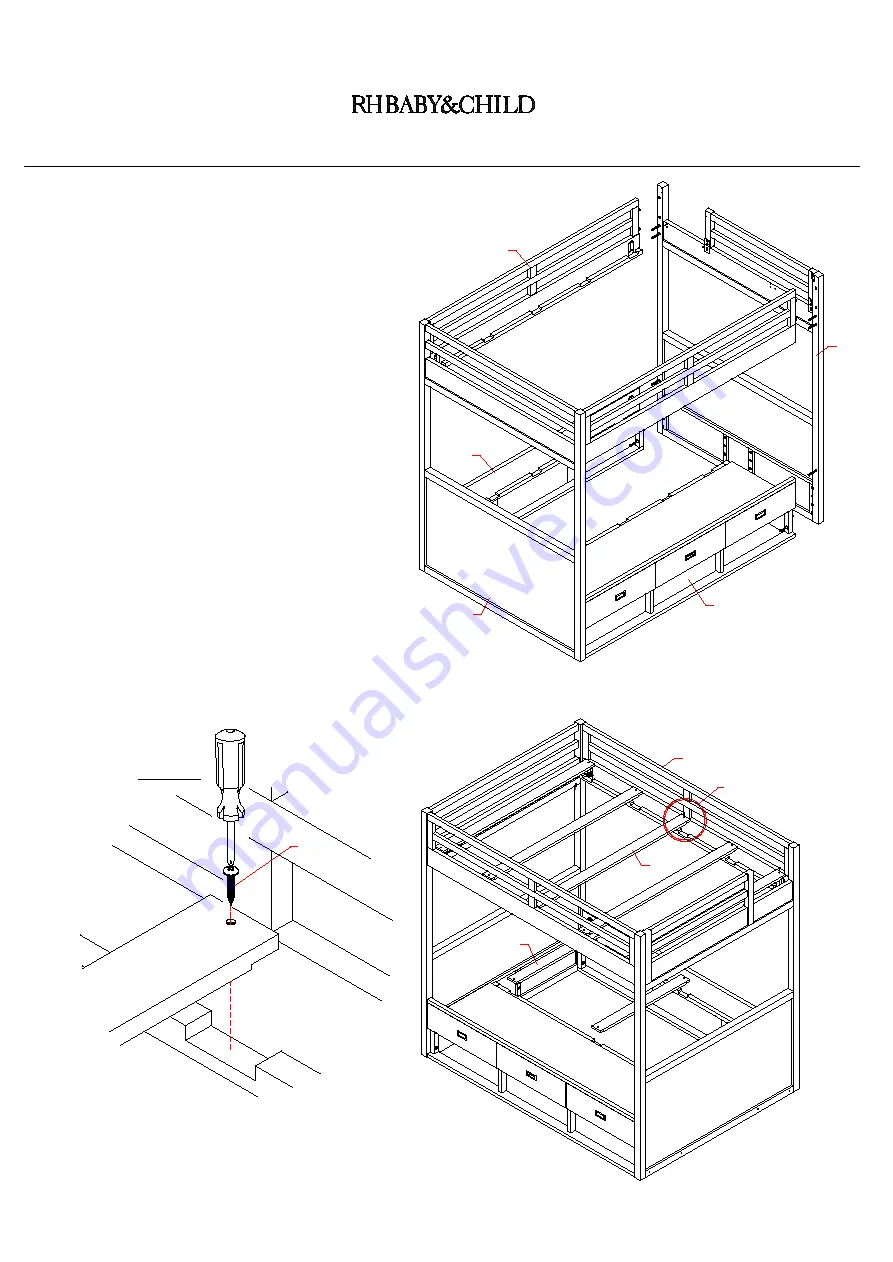 RH Baby&child AVALON STORAGE BUNK BED FULL OVER FULL Скачать руководство пользователя страница 6