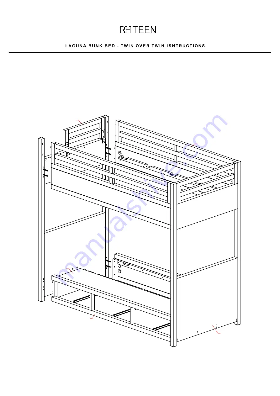 RH Teen BABY AVALON BUNK BED TWIN OVER TWIN STORAGE Скачать руководство пользователя страница 6