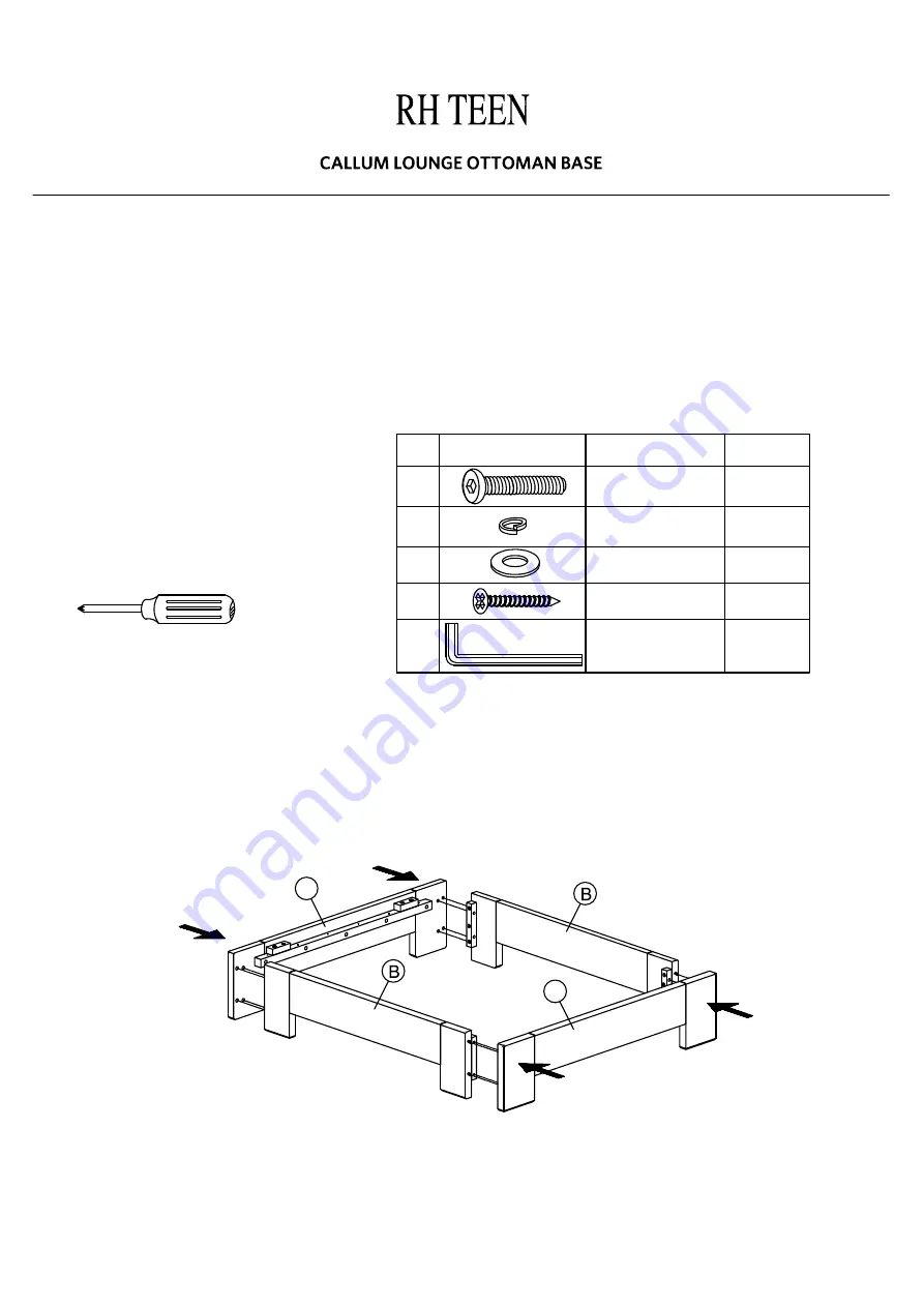 RH Teen CALLUM LOUNGE OTTOMAN BASE Скачать руководство пользователя страница 1