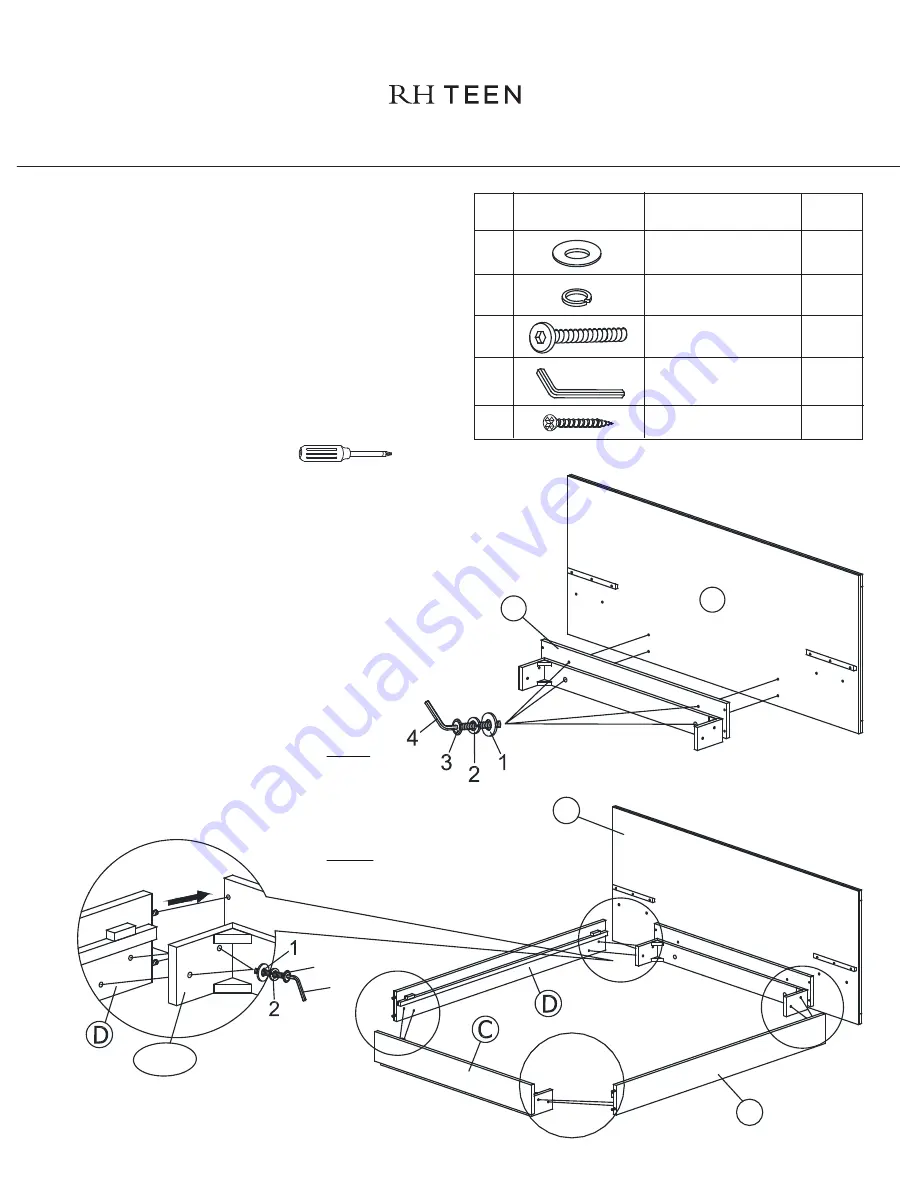 RH Teen CALLUM PLOATING NIGHTSTAND BED Manual Download Page 1