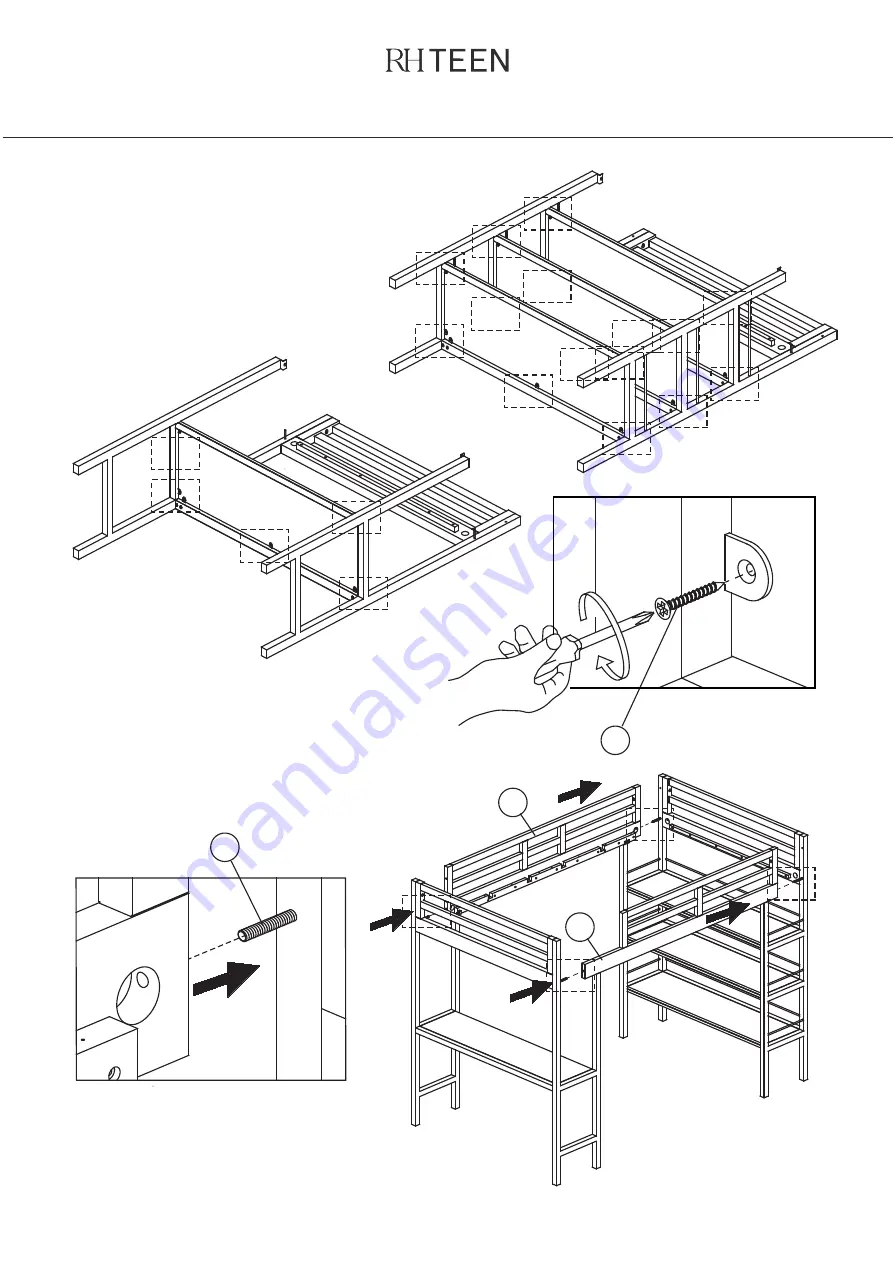 RH Teen KIERAN STUDY BUNK 0288-12 Assembly Instruction Manual Download Page 6