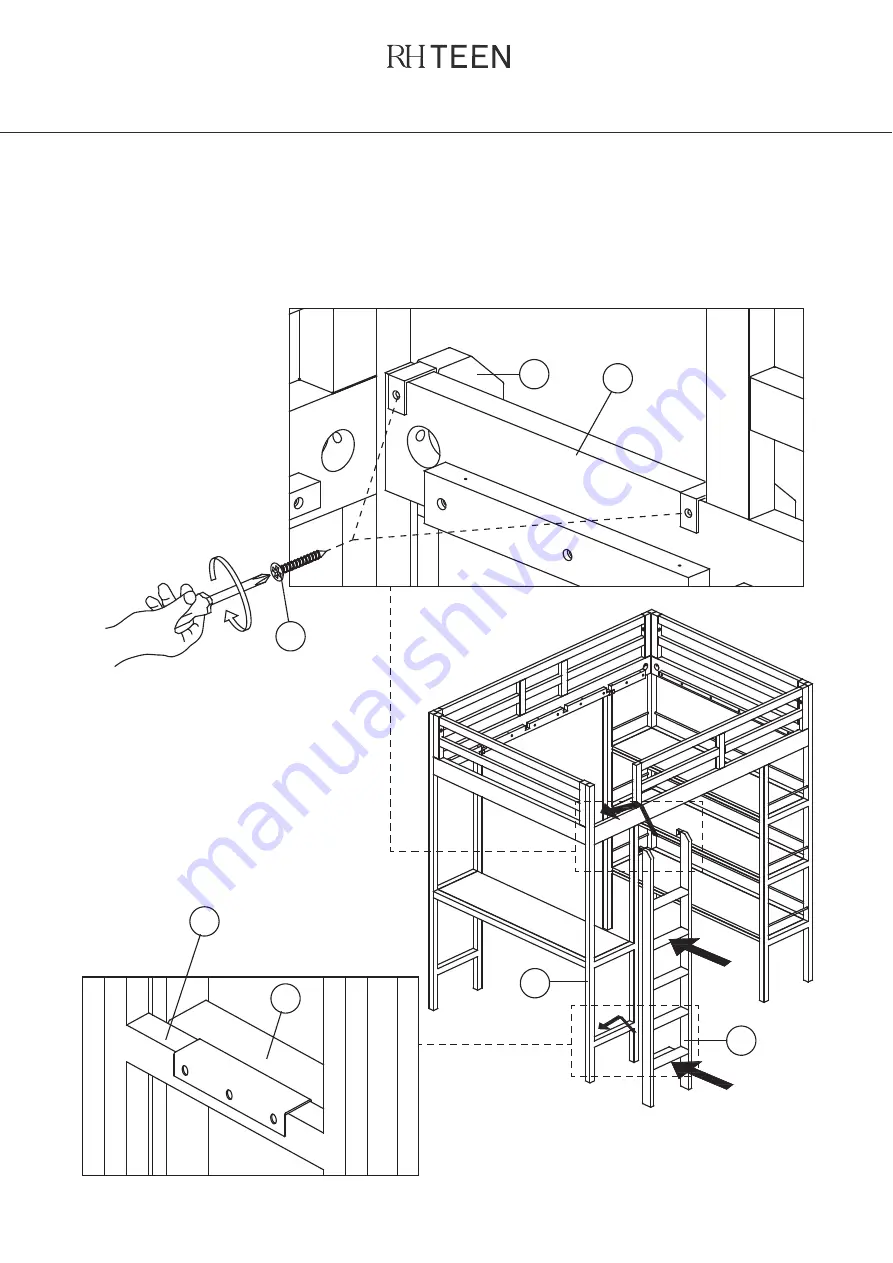 RH Teen KIERAN STUDY BUNK 0288-12 Assembly Instruction Manual Download Page 8