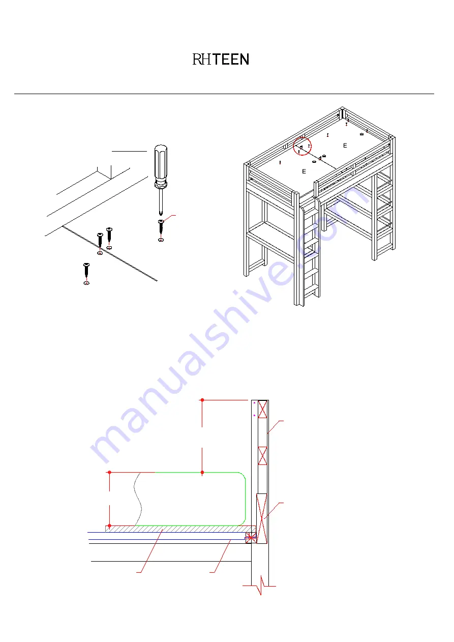 RH Teen LAGUNA TWIN STUDY LOFT BED Assembly Instructions Manual Download Page 7