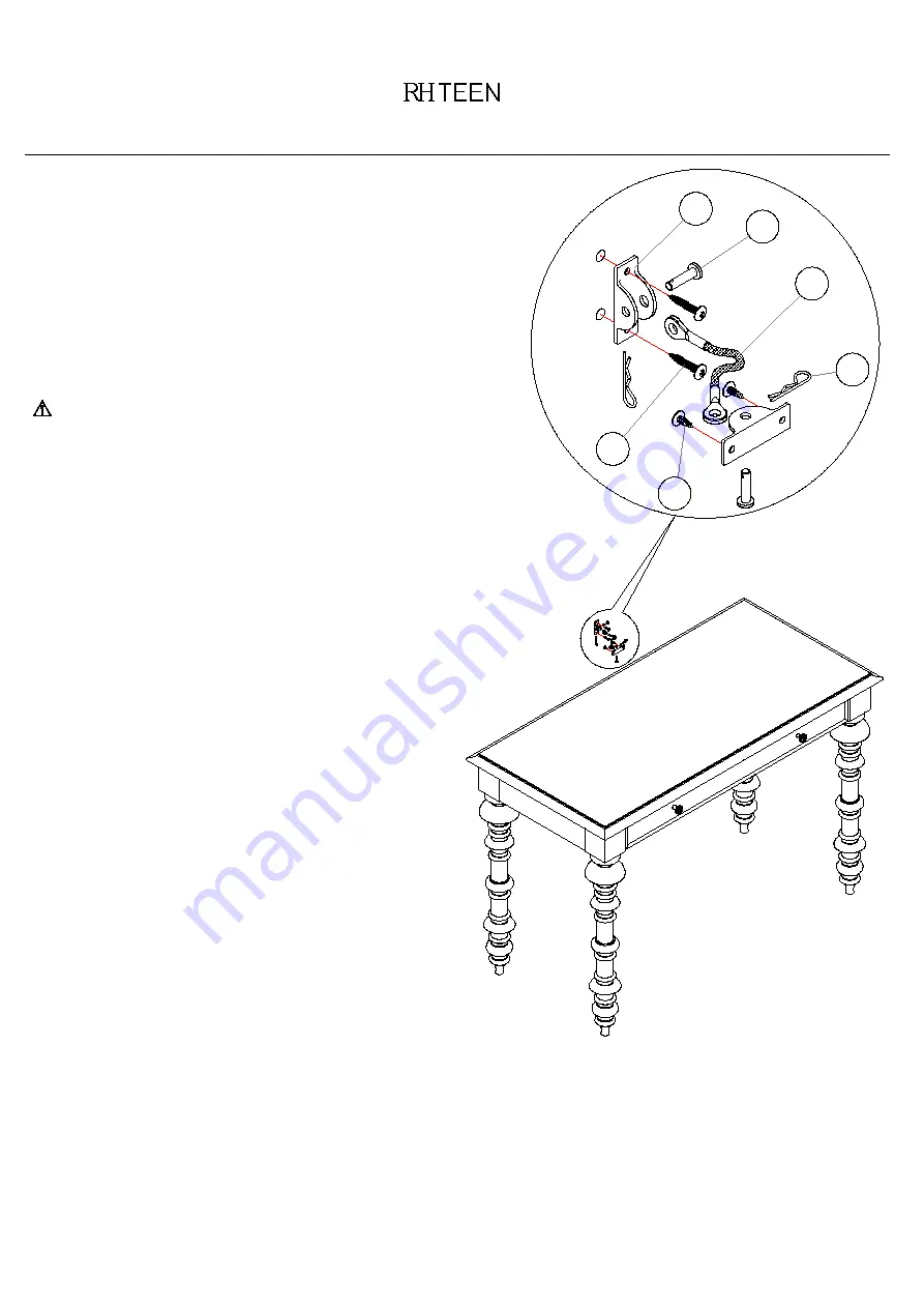 RH Teen ZOE WRITING DESK Instructions Download Page 2