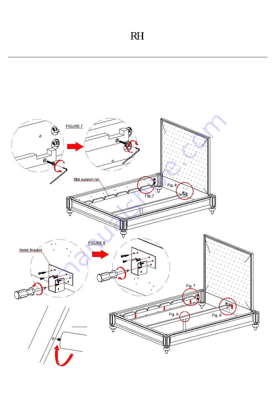 RH 18TH C. SPINDLE TURNED QUEEN BED Assembly Instructions Download Page 3