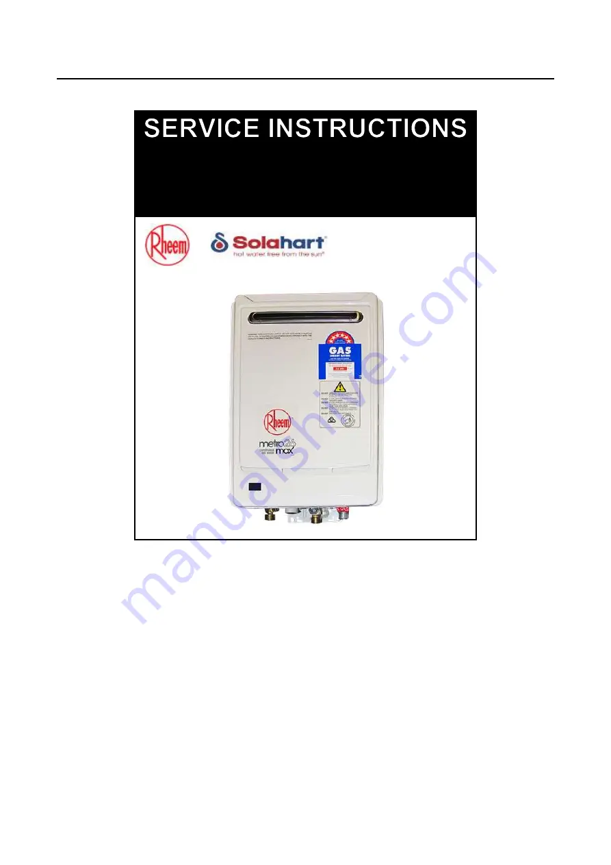 Rheem 10143267 Service Instructions Manual Download Page 1