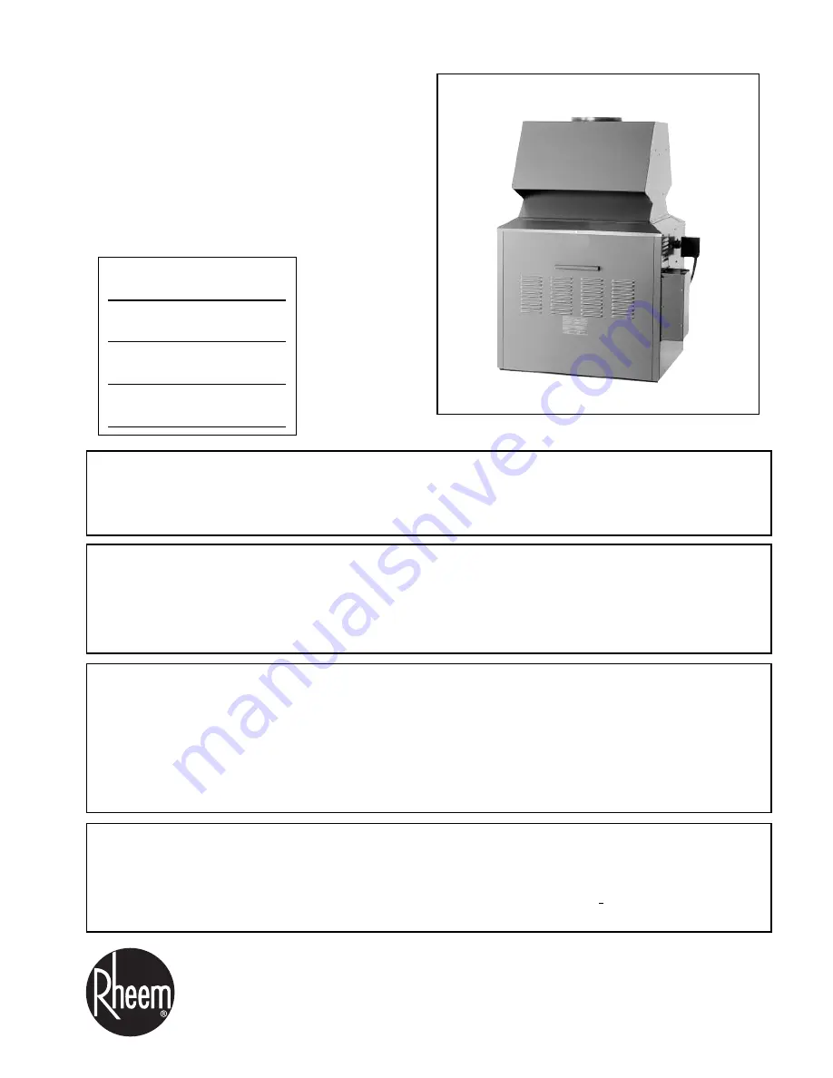 Rheem 136-1826 Operating And Installation Manual Download Page 1