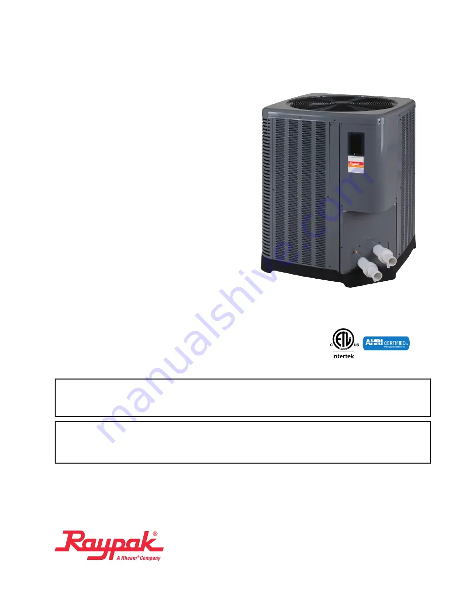 Rheem Raypak 2450 Скачать руководство пользователя страница 1