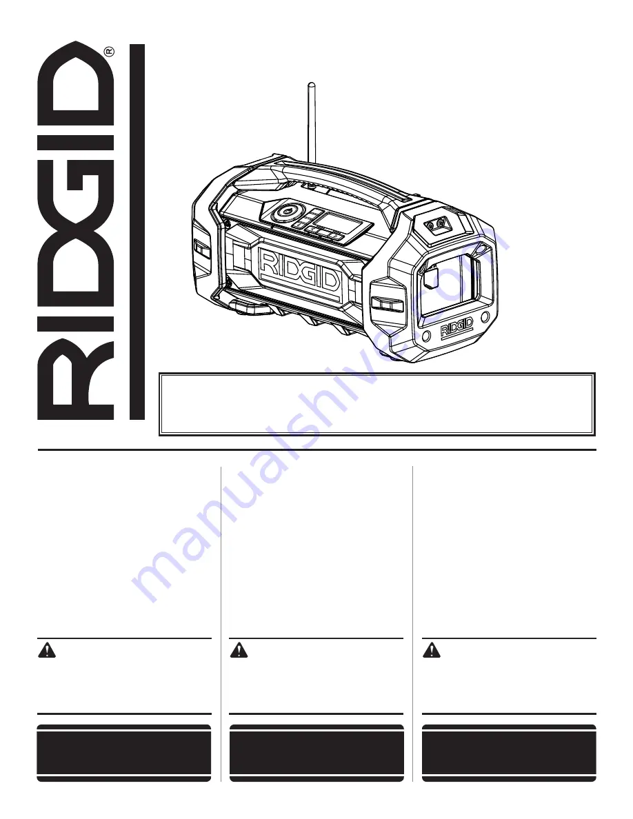 RIDGID 019670003 Operator'S Manual Download Page 1