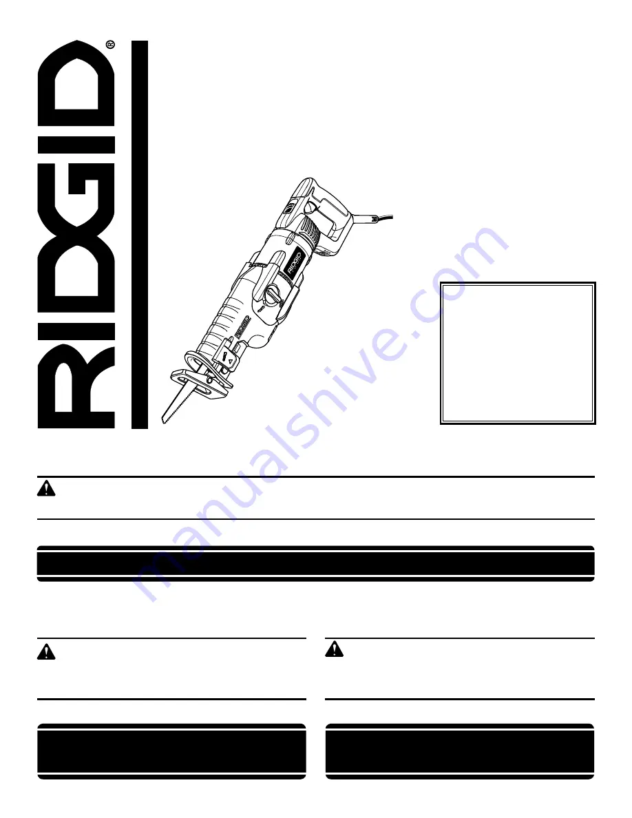 RIDGID R3020 Operator'S Manual Download Page 1