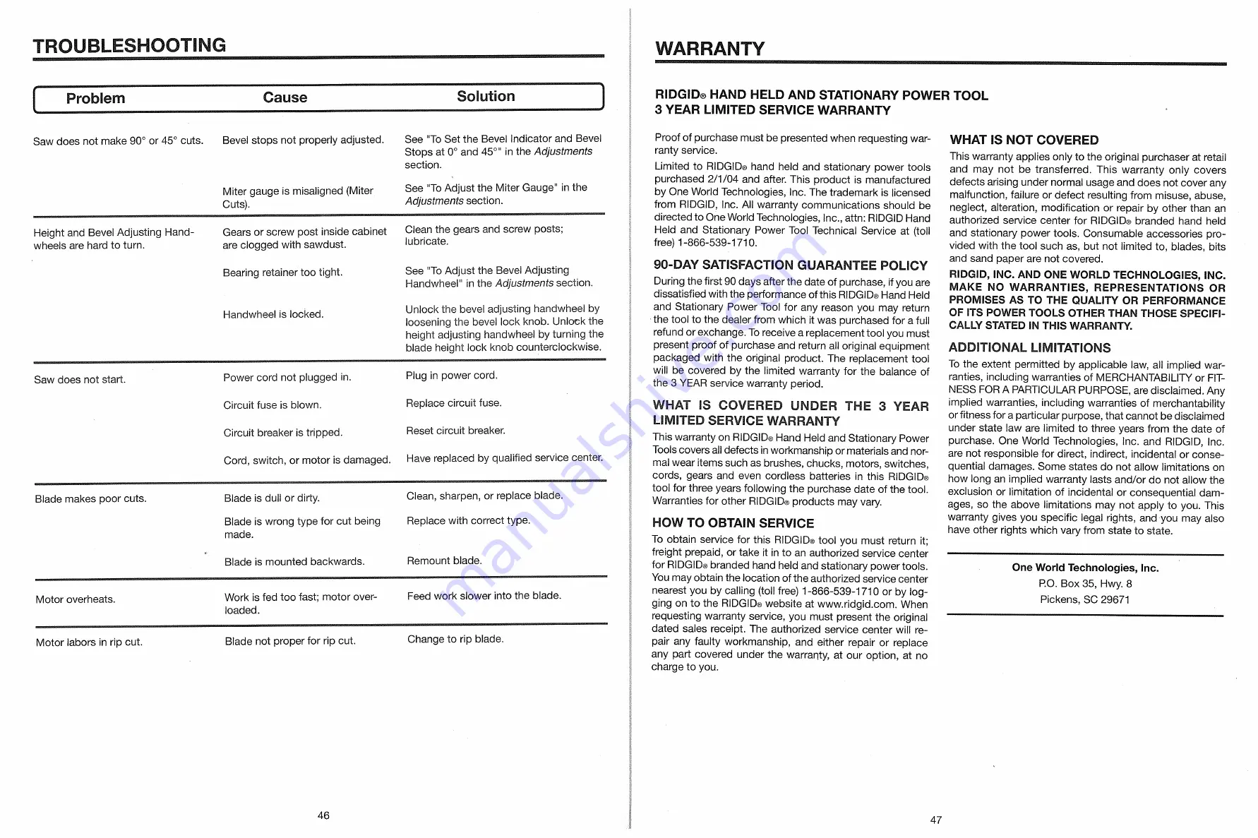 RIDGID R4511 Operator'S Manual Download Page 46