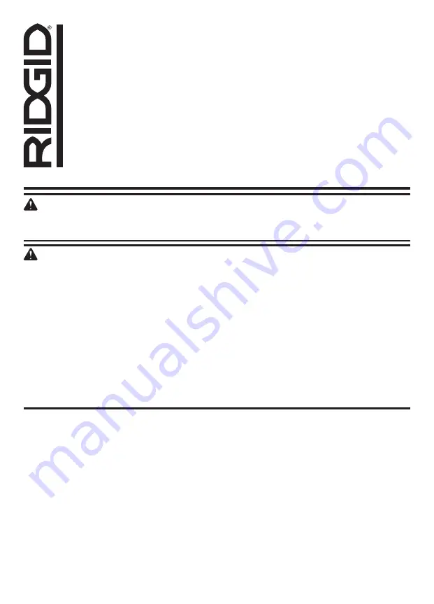 RIDGID R8400806 Operator'S Manual Download Page 1