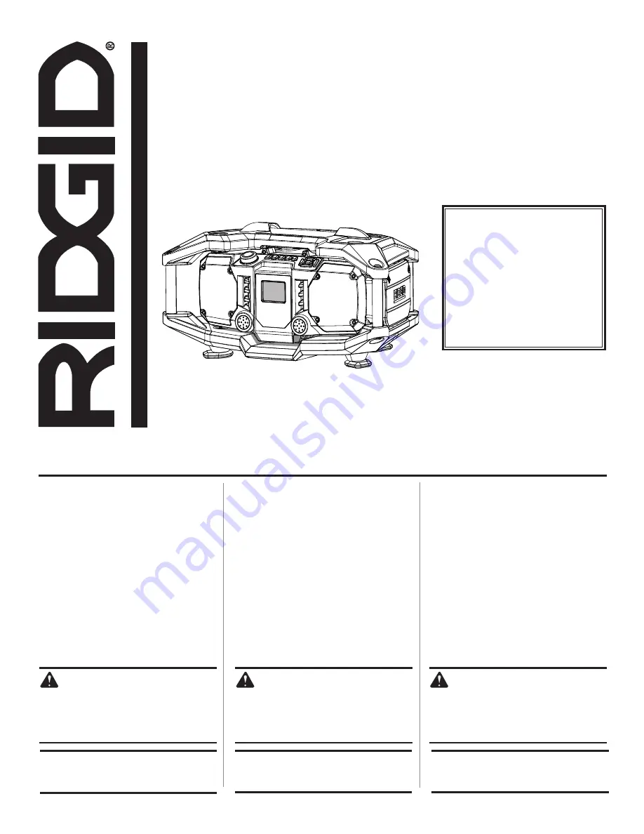 RIDGID R84083 Operator'S Manual Download Page 1