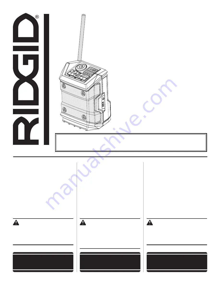 RIDGID R84086 Operator'S Manual Download Page 1