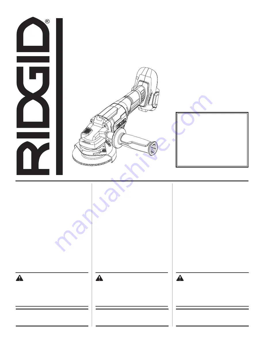 RIDGID R86047 Operator'S Manual Download Page 1