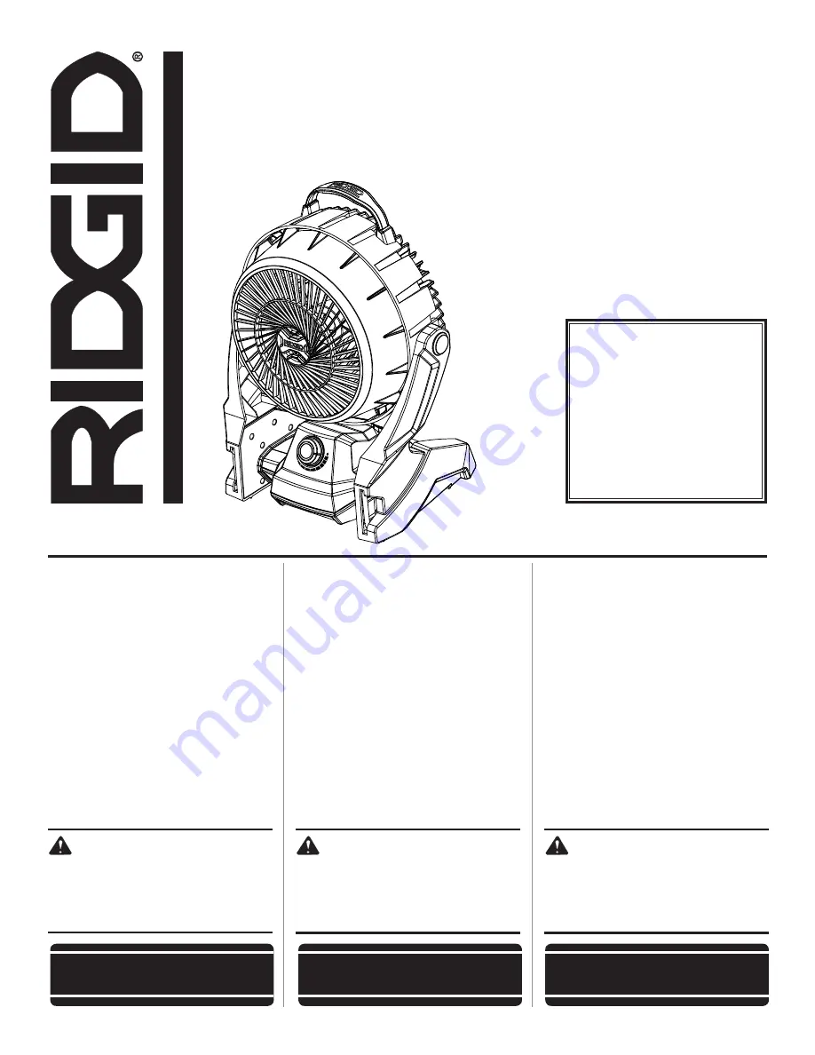 RIDGID R860720 Скачать руководство пользователя страница 1