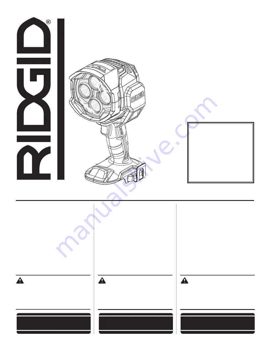 RIDGID R8694220 Operator'S Manual Download Page 1