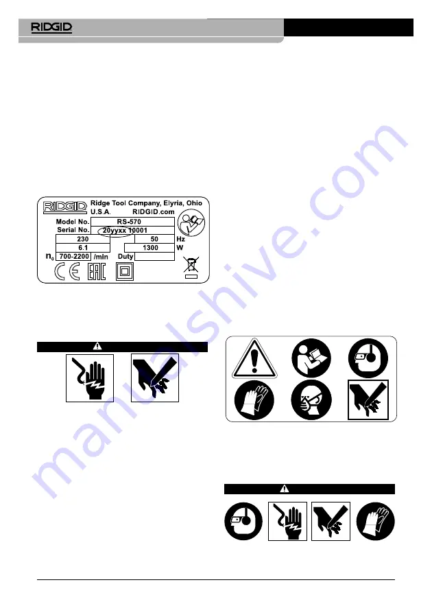 RIDGID RS-570 Скачать руководство пользователя страница 62