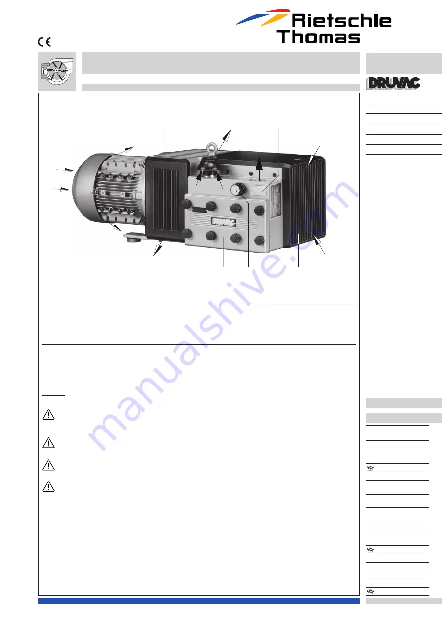 Rietschle Thomas DRUVAC DTA 100 Operating Instructions Manual Download Page 33