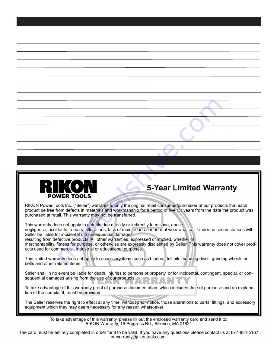 Rikon Power Tools 30-100 Operator'S Manual Download Page 19