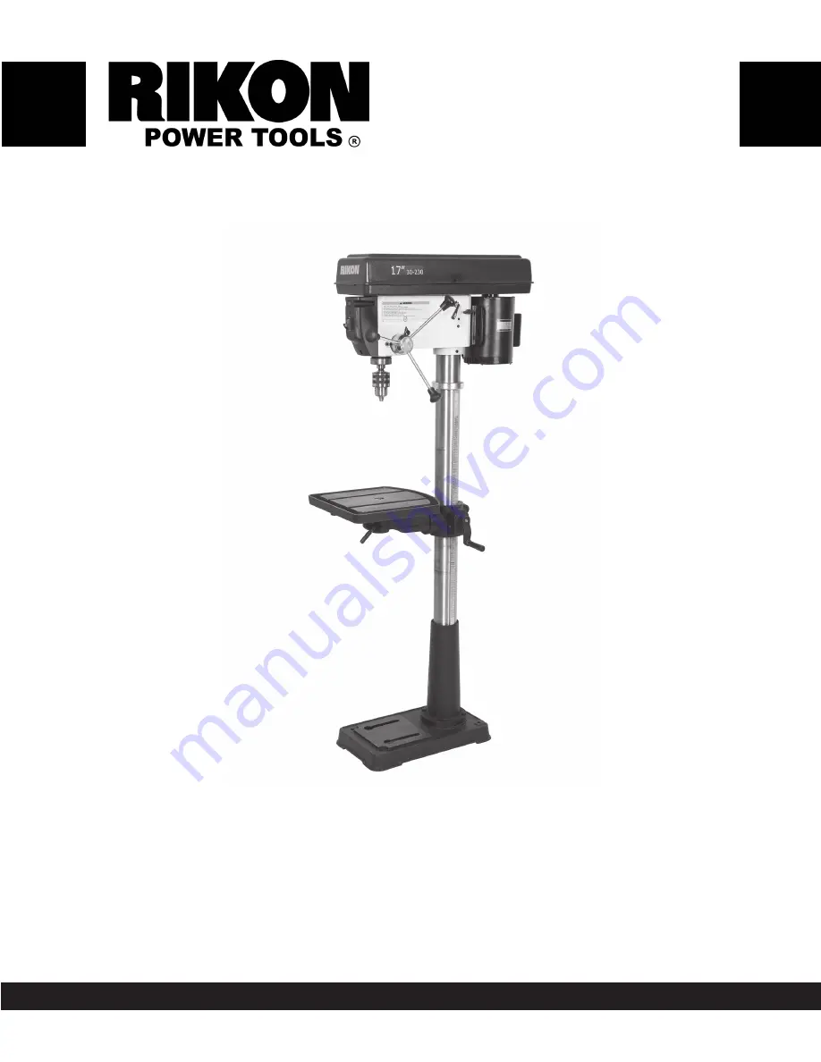 Rikon Power Tools 30-230 Operator'S Manual Download Page 1