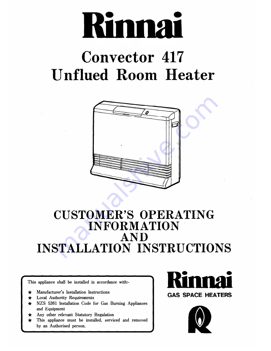 Rinnai Convector 417 Скачать руководство пользователя страница 1