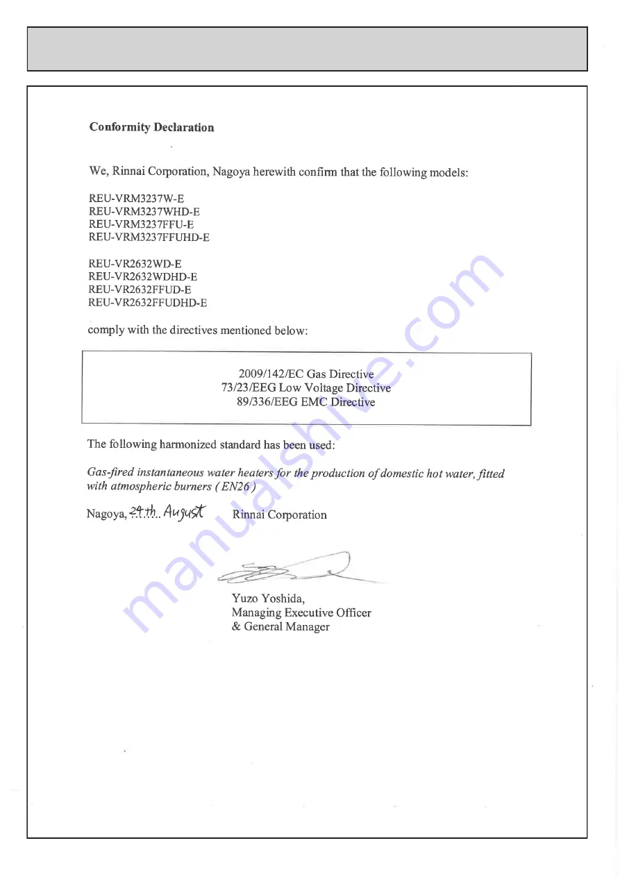 Rinnai REU-VR2632FFUD - 26i Installation And Use Manual Download Page 49