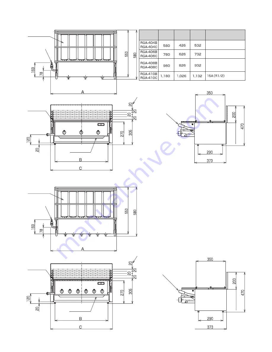 Rinnai RGA-404B RGA-406BRGA-408B Operation Manual Download Page 14