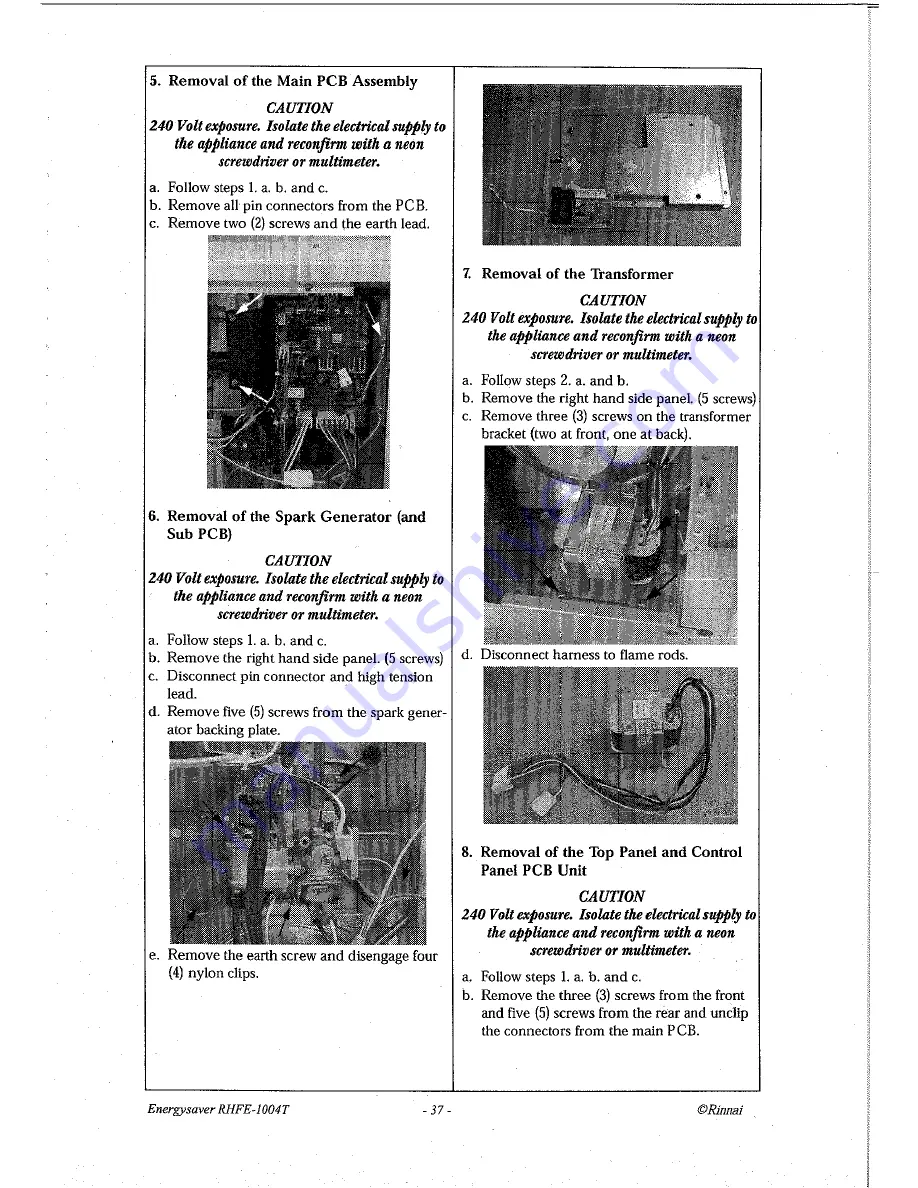 Rinnai RHFE-1004T Service Manual Download Page 40