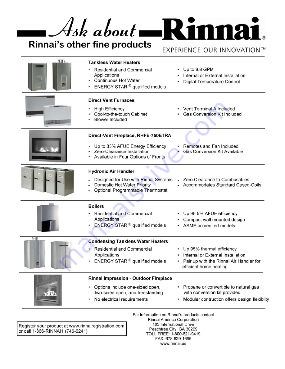 Rinnai RHFE-750ETRA Owner'S Operation & Installation Manual Download Page 40