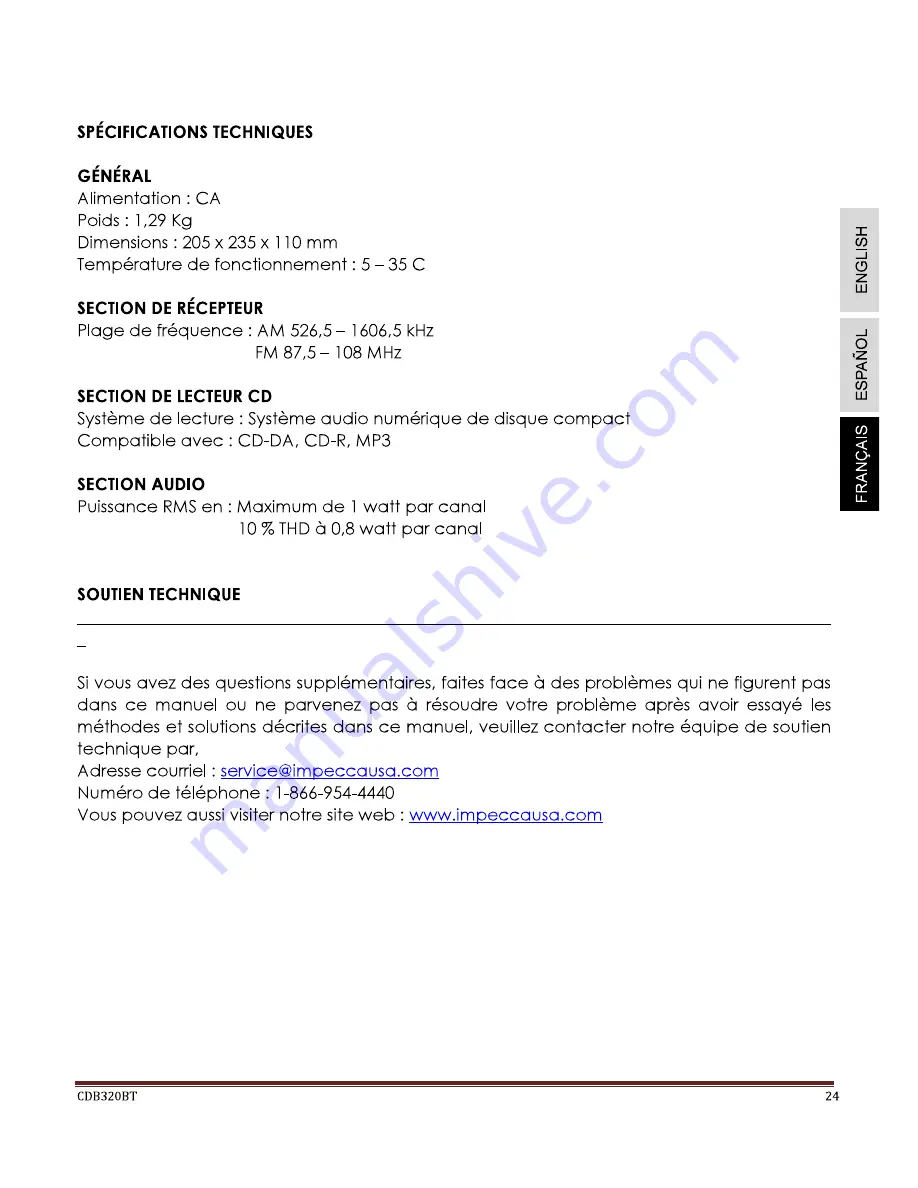 RIP TUNES CDB320B Operating Instructions Manual Download Page 24