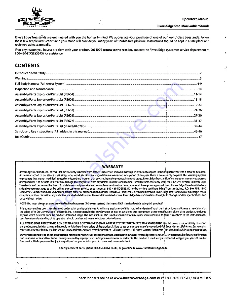 Rivers Edge Pack-n-Stack RE622 Operator'S Manual Download Page 2